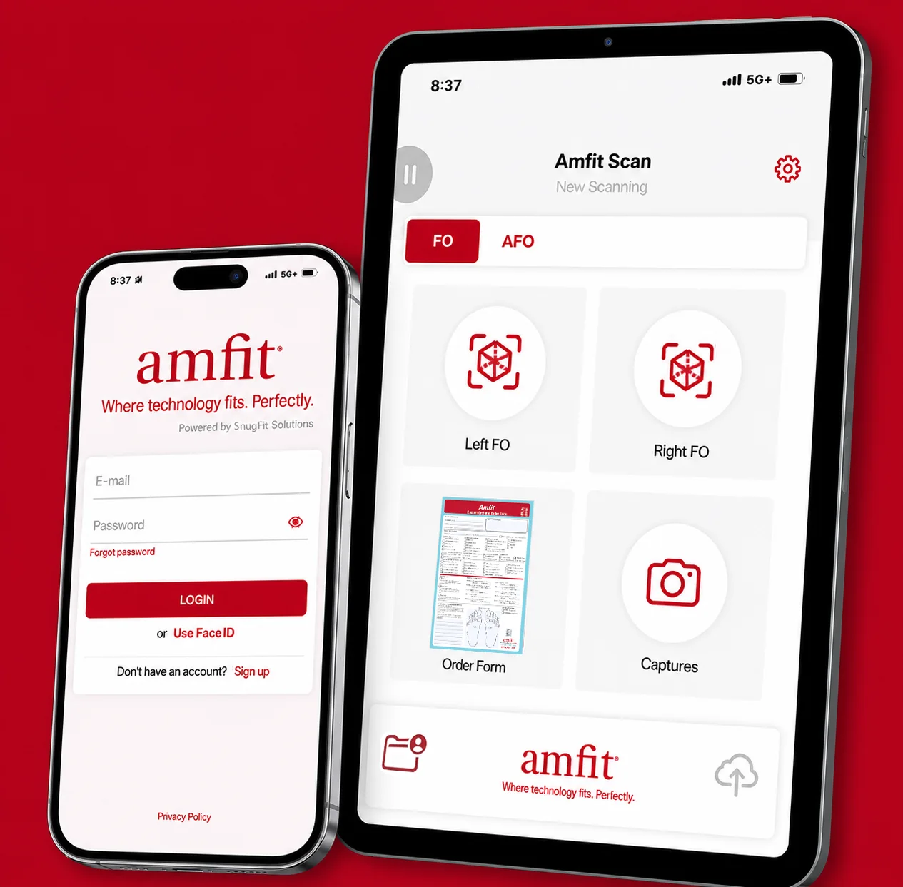 Amfit Scan app on iPhone and iPad, capture foot scans with no equipment required