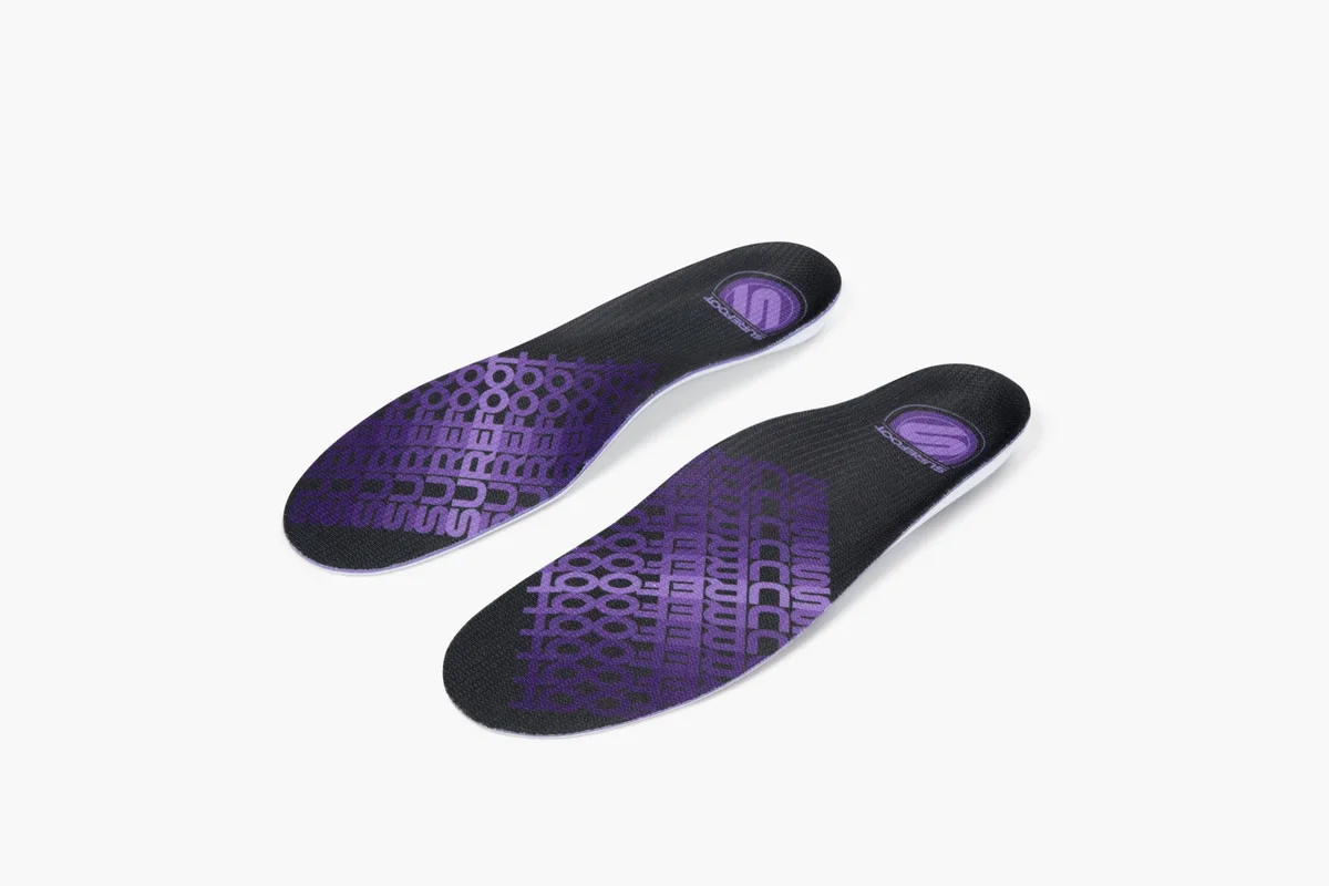 Conforma Stretta insoles, purple pattern on black
